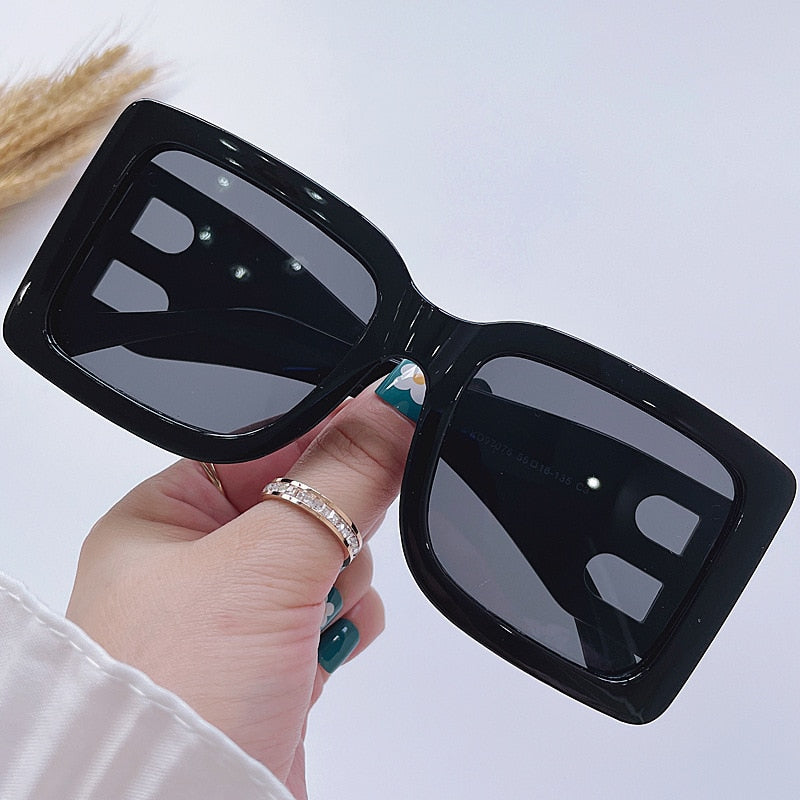 Fashion Brand Designer Oversized Square Sunglasses Women for Men Vintage Mirror Shades Gradient Lens